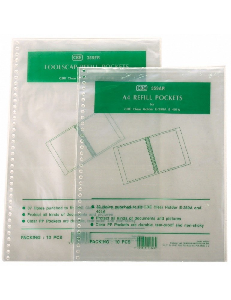 JAYAMART Stationery|CBE Clear Holder Refill F4 359FRRM3.80RM3.80CbePVC & PP File