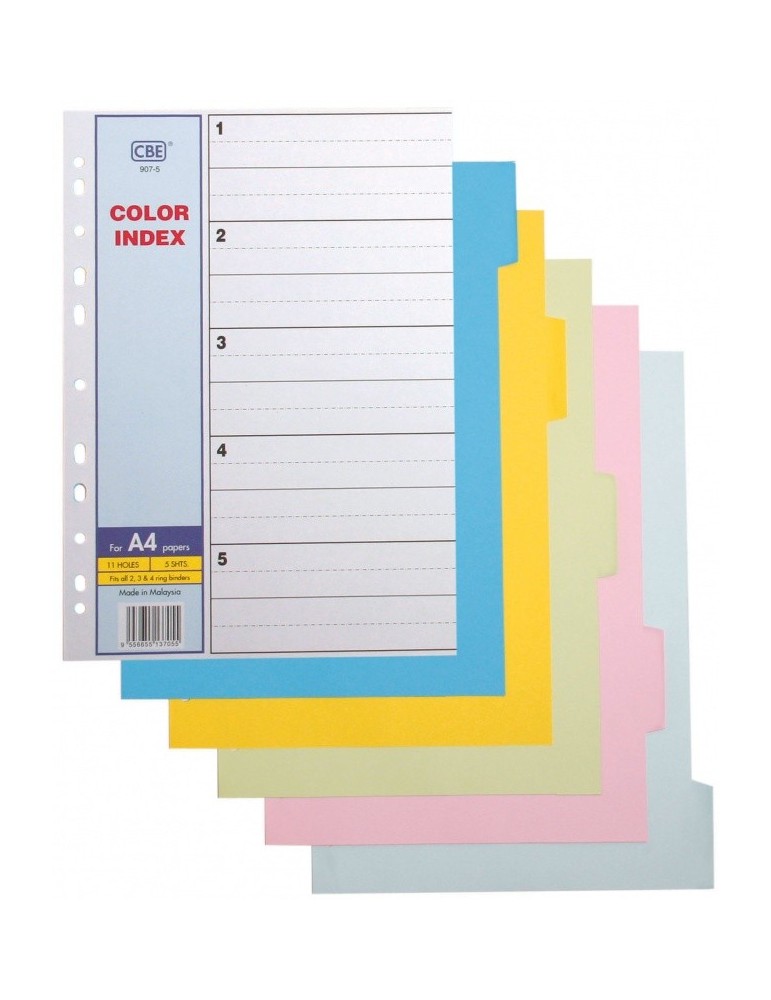 JAYAMART Stationery|CBE Index Divider (5 colours) A4 907-5RM8.70RM8.70CbeIndex Divider