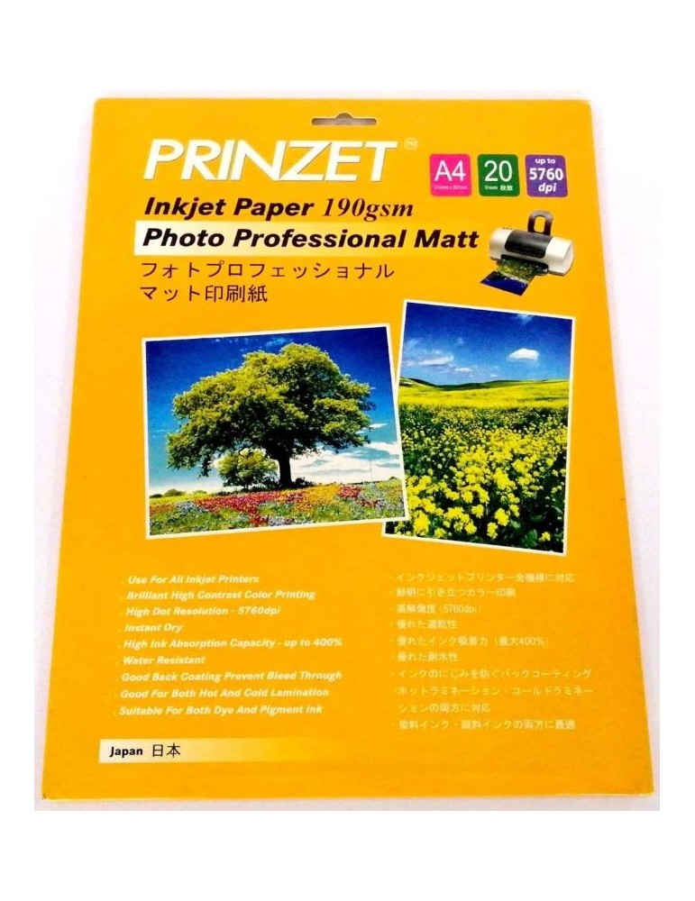 JAYAMART Stationery|Prinzet Inkjet Paper Matt A4 190 gsmRM26.50RM26.50Inkjet Paper & Card