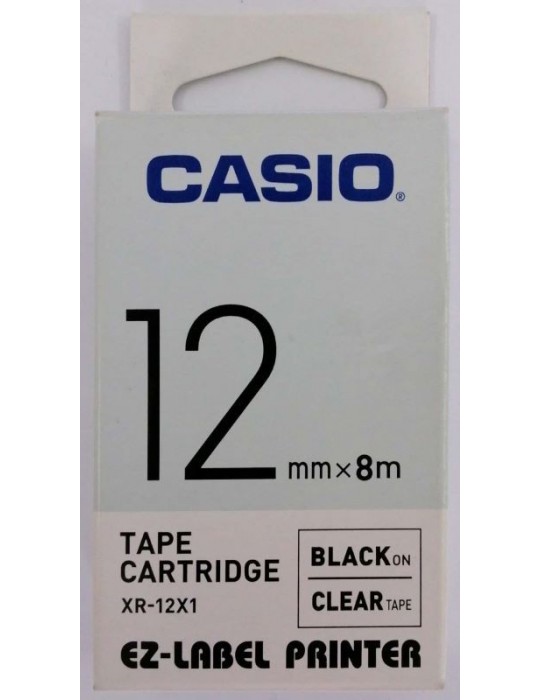 JAYAMART Stationery|Casio Ez-label 12 mm black on clear tape XR-12X1RM65.00RM65.00Labeller & Label