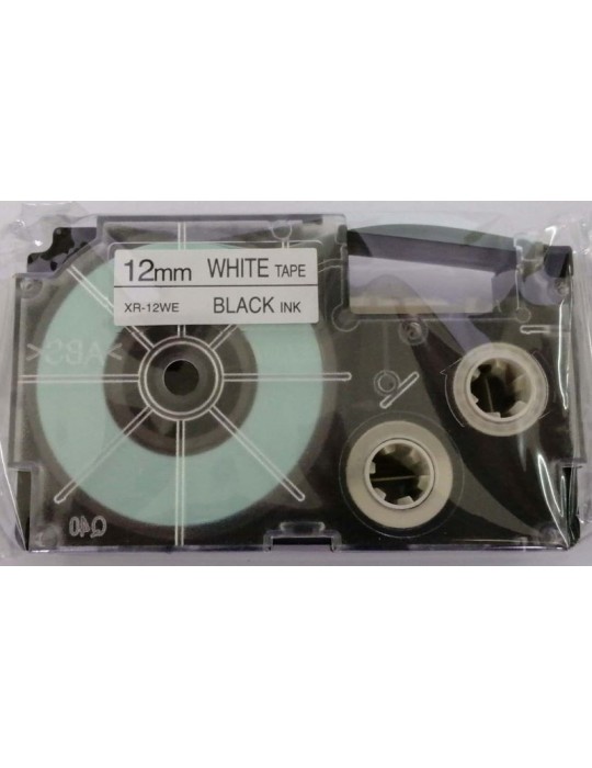 Casio Ezlabel 12 mm black on white tape XR12WE1