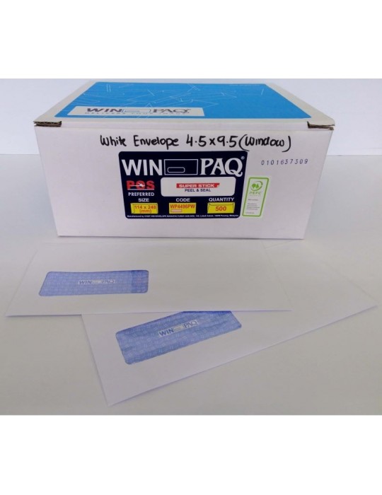 JAYAMART Stationery|Winpaq White Window Envelope 4.5"x9.5" peel & seal 500'sRM56.00RM56.00WINPAQ Envelope