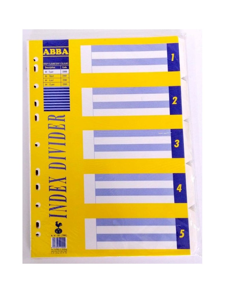 JAYAMART Stationery|Abba Index Divider (white 5 tabs) A4RM14.00RM14.00AbbaIndex Divider