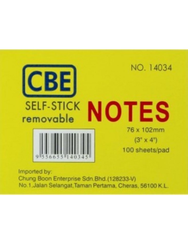 JAYAMART Stationery|CBE Stick On Pad 3" x 4" (paper) 14034RM2.80RM2.80CbePost It Note / Stick On Pad & Flag