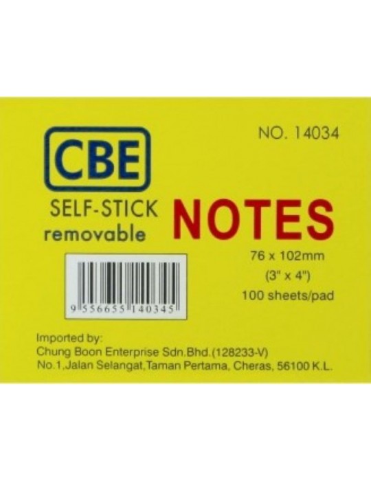 JAYAMART Stationery|CBE Stick On Pad 3" x 4" (paper) 14034RM2.80RM2.80CbePost It Note / Stick On Pad & Flag