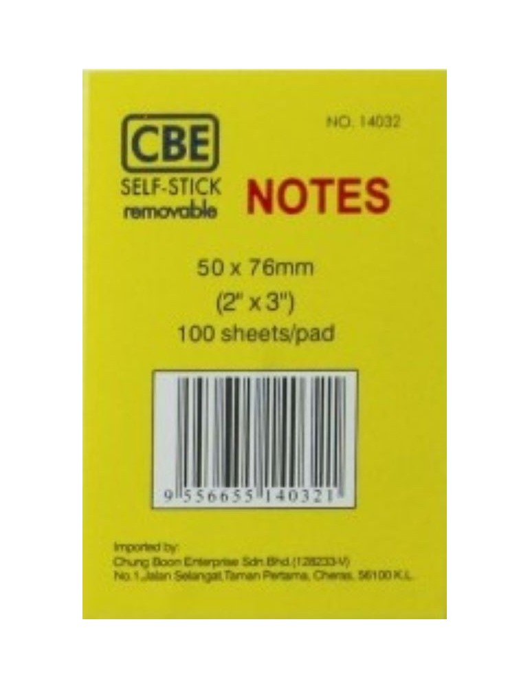 JAYAMART Stationery|CBE Stick On Pad 2" x 3" (paper) 14032RM1.70RM1.70CbePost It Note / Stick On Pad & Flag
