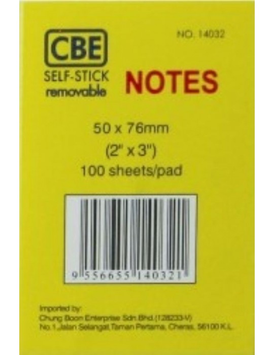 JAYAMART Stationery|CBE Stick On Pad 2" x 3" (paper) 14032RM1.70RM1.70CbePost It Note / Stick On Pad & Flag