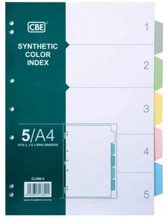 JAYAMART Stationery|CBE PP Index Divider (5 colours) A4 906-5RM4.60RM4.60CbeIndex Divider