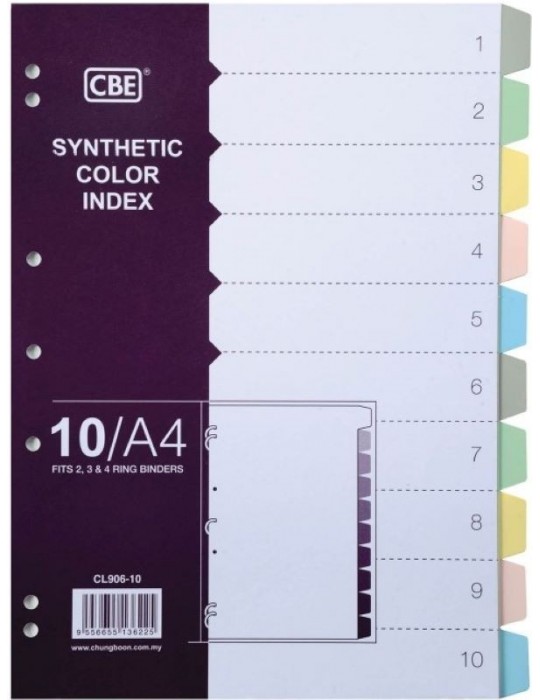 JAYAMART Stationery|CBE PP Index Divider (10 colours) A4 906-10RM7.70RM7.70CbeIndex Divider